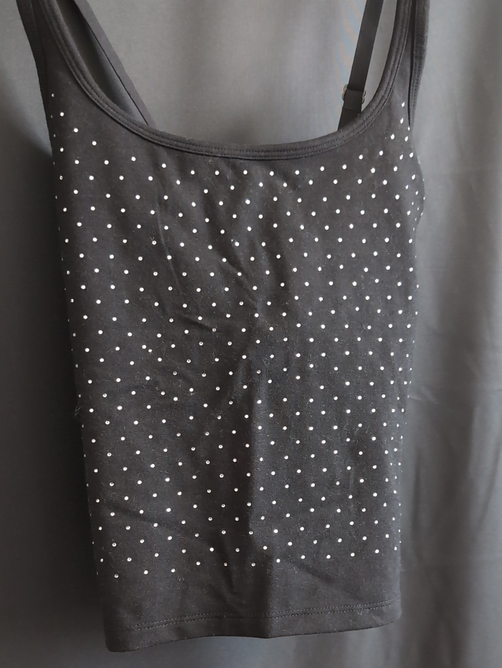 All-Day Cotton Square-Neck Bra Tank Pure Black All Over Bling